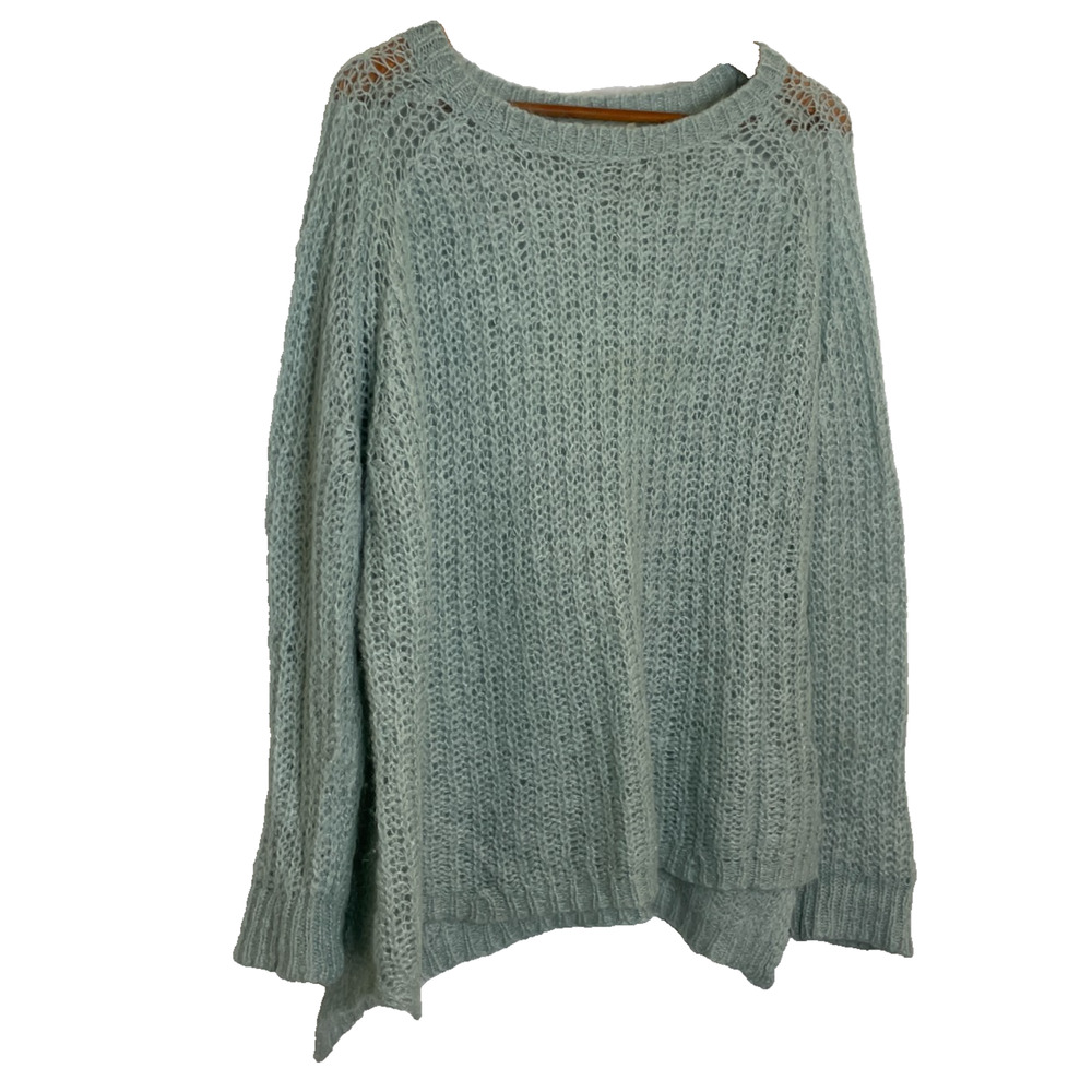 Women's XL Sundance Light Blue Knit Mohair Blend Crewneck Pullover Sweater - Picture 2 of 4